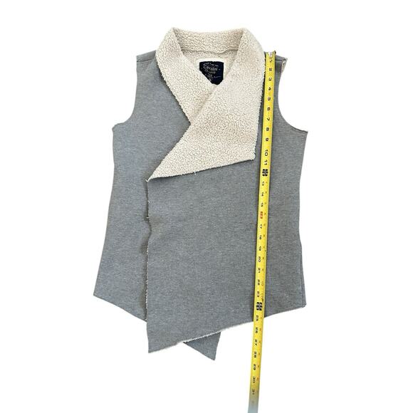 Cavalini Women's Size Medium Grey Sherpa Open Front Western Cardigan Sweater - Picture 4 of 6